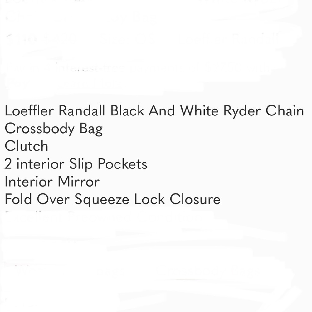 Loeffler Randall Black And White Ryder Chain Crossbody Bag, 8” X 6”, 49” Strap - Picture 13 of 13